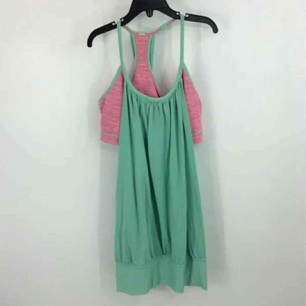 Lululemon Seafoam Green & Pink Spacedye Layered Sports Bra & Tank Size 8